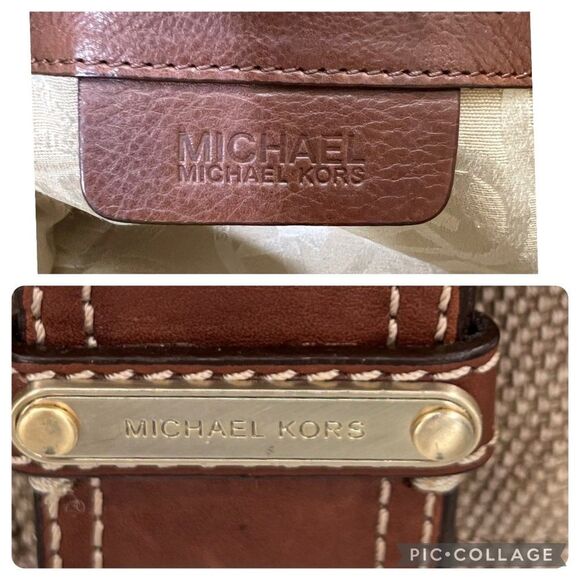 Michael Kors Large Tan & Brown Canvas & Leather Multi-Pocket Shoulder Bag - Picture 15 of 16